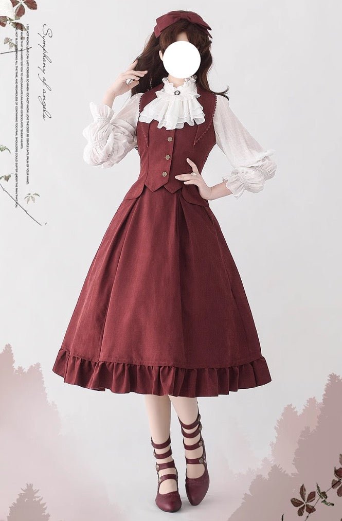 令嬢のクラシカルレトロ ベストスカートドレス セットアップ Forest
