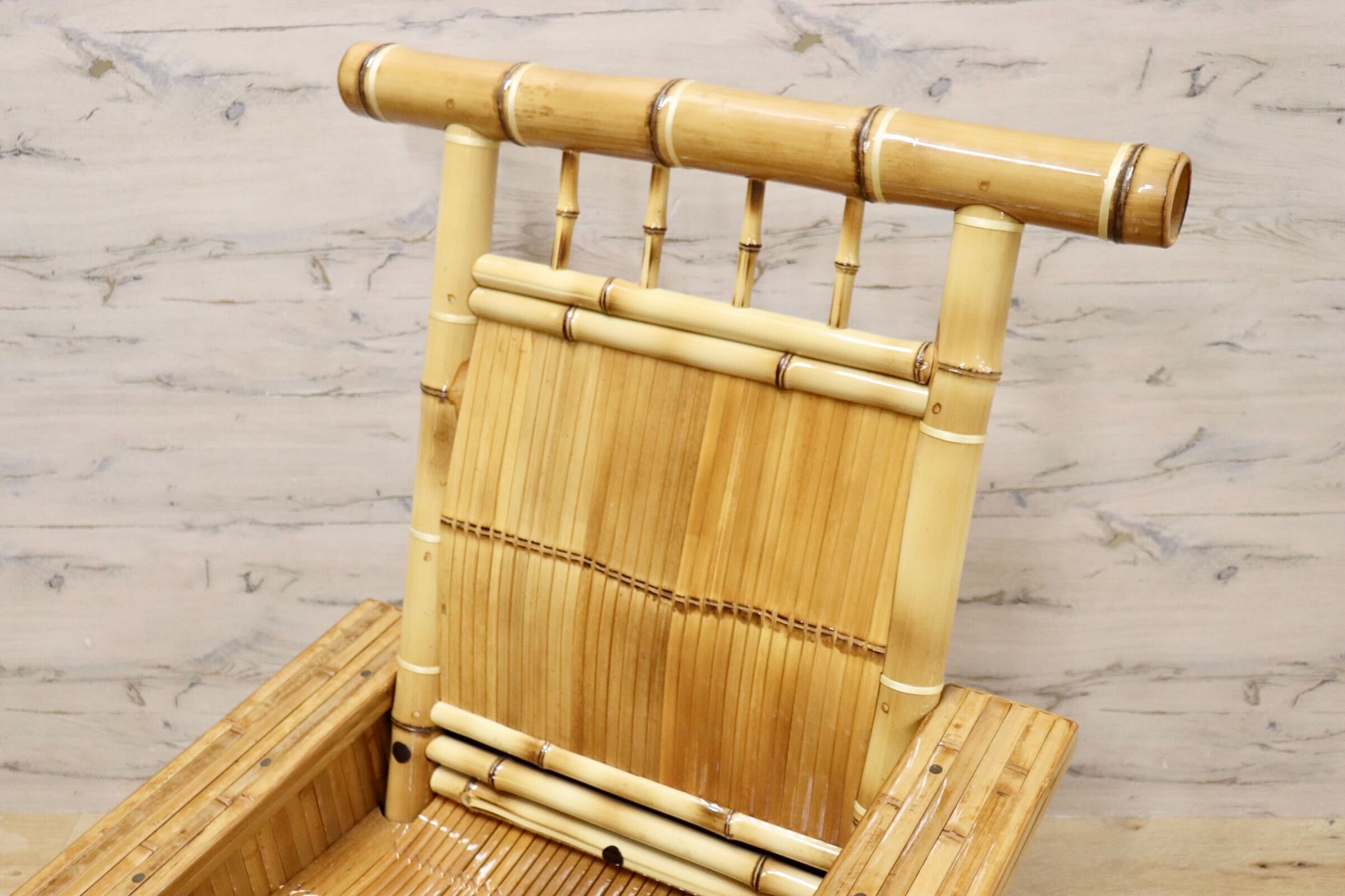 GMGN375○梅里竹芸 1人掛けソファ アームチェア 左高タイプ 高級 真竹