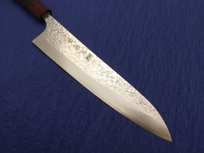 越前鍛冶 黒崎優 作 本鍛造 パウダーハイスR2鋼 牛刀270mm 菱乱打鎚