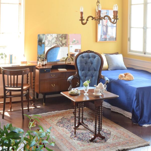 英国アンティークのおしゃれな椅子、アーム付きのベントウッドチェア(m