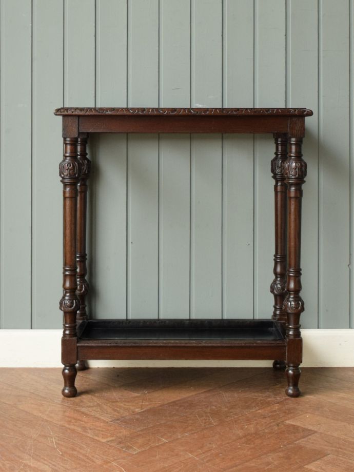 英国のアンティークのステッキスタンド、オーク材で出来たおしゃれな傘