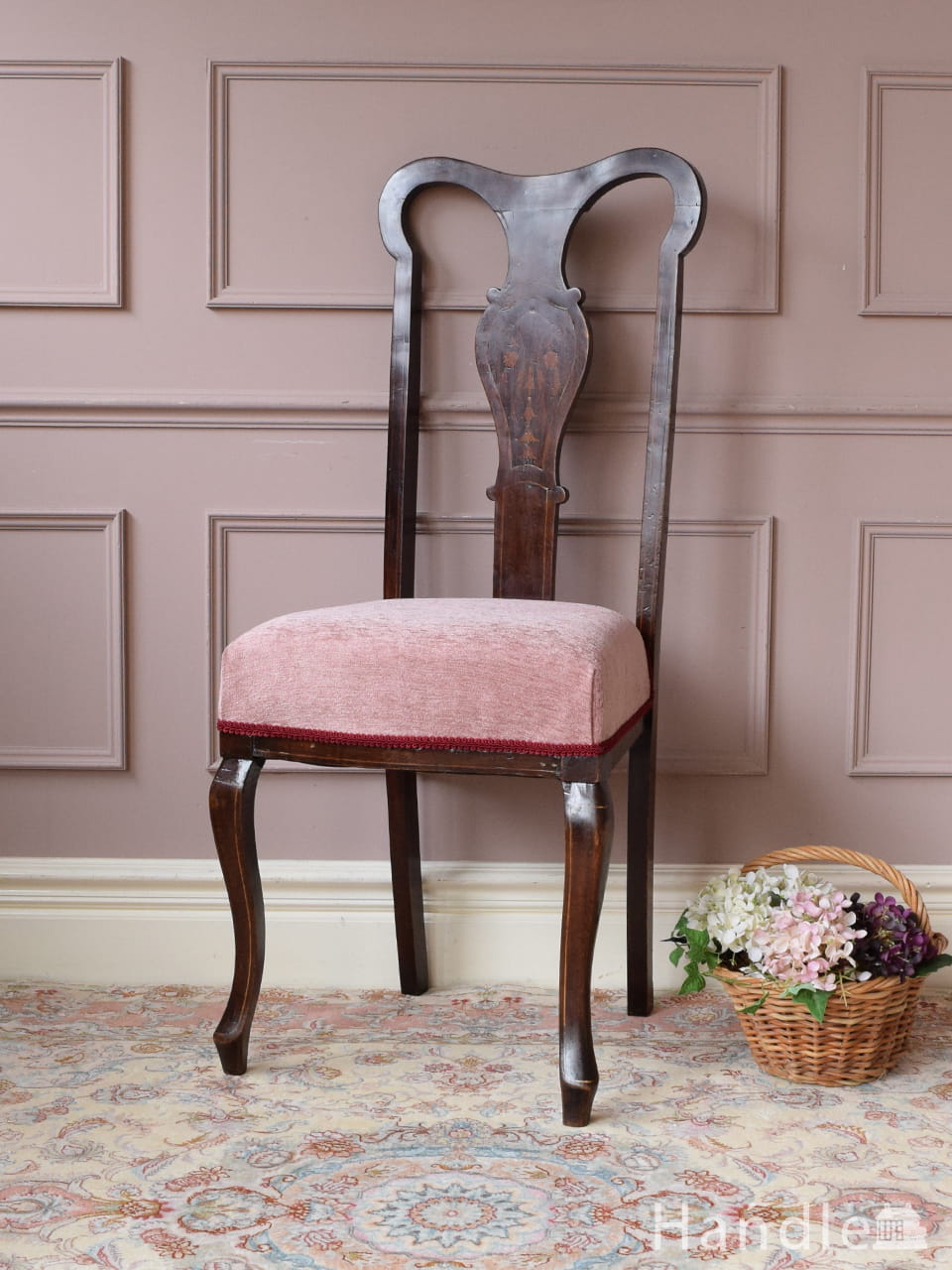 ゴージャスなアンティークの椅子、布張りのダイニングチェア(m-305-c