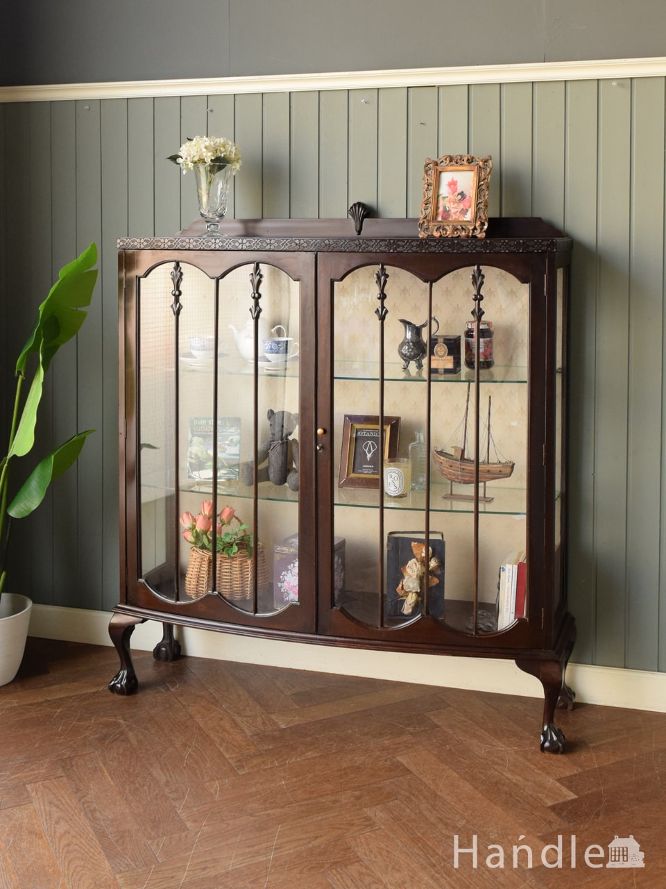 英国の美しいアンティークのショーケース、マホガニー材のアンティーク