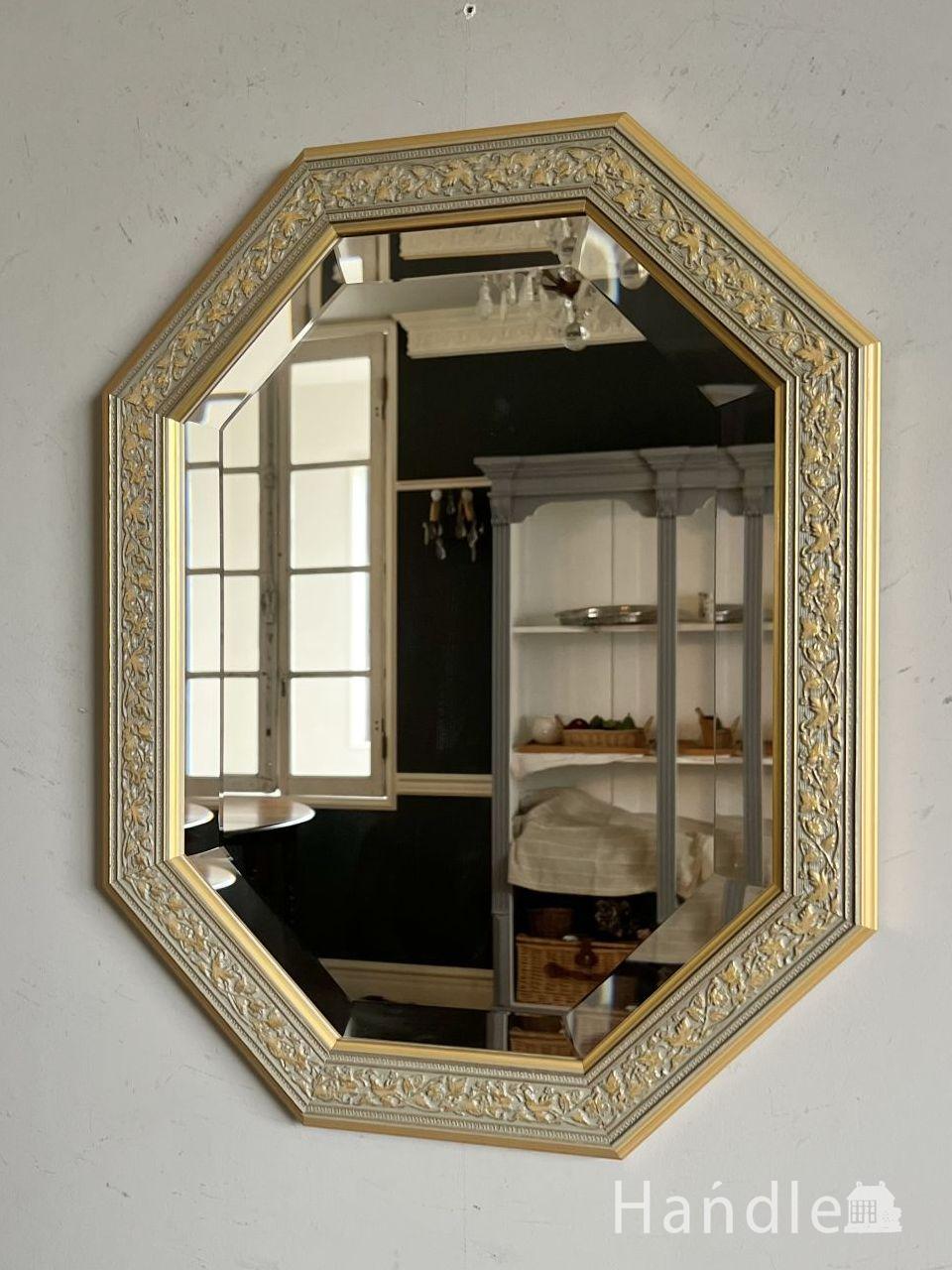 イタリア生まれの縦長ウォールミラー、八角形の豪華な壁掛け鏡(n21-128