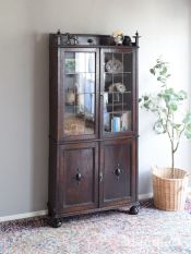 アンティークのフレンチ家具、ホワイトペイントのカップボード（食器棚