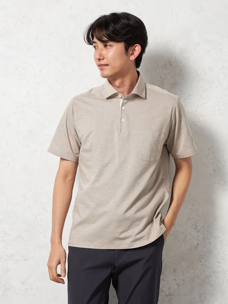 ネイビー 半袖 ポロシャツ ワイドカラー【WEB限定】吸汗速乾 イージー