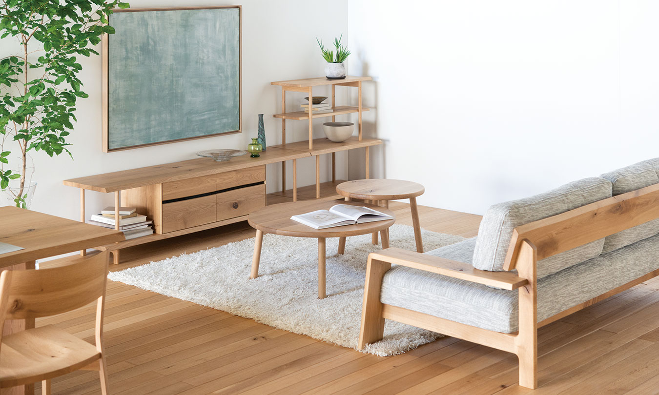 希少❣️送料無料✨飛騨産業 ガラス天板ローテーブル 無垢材