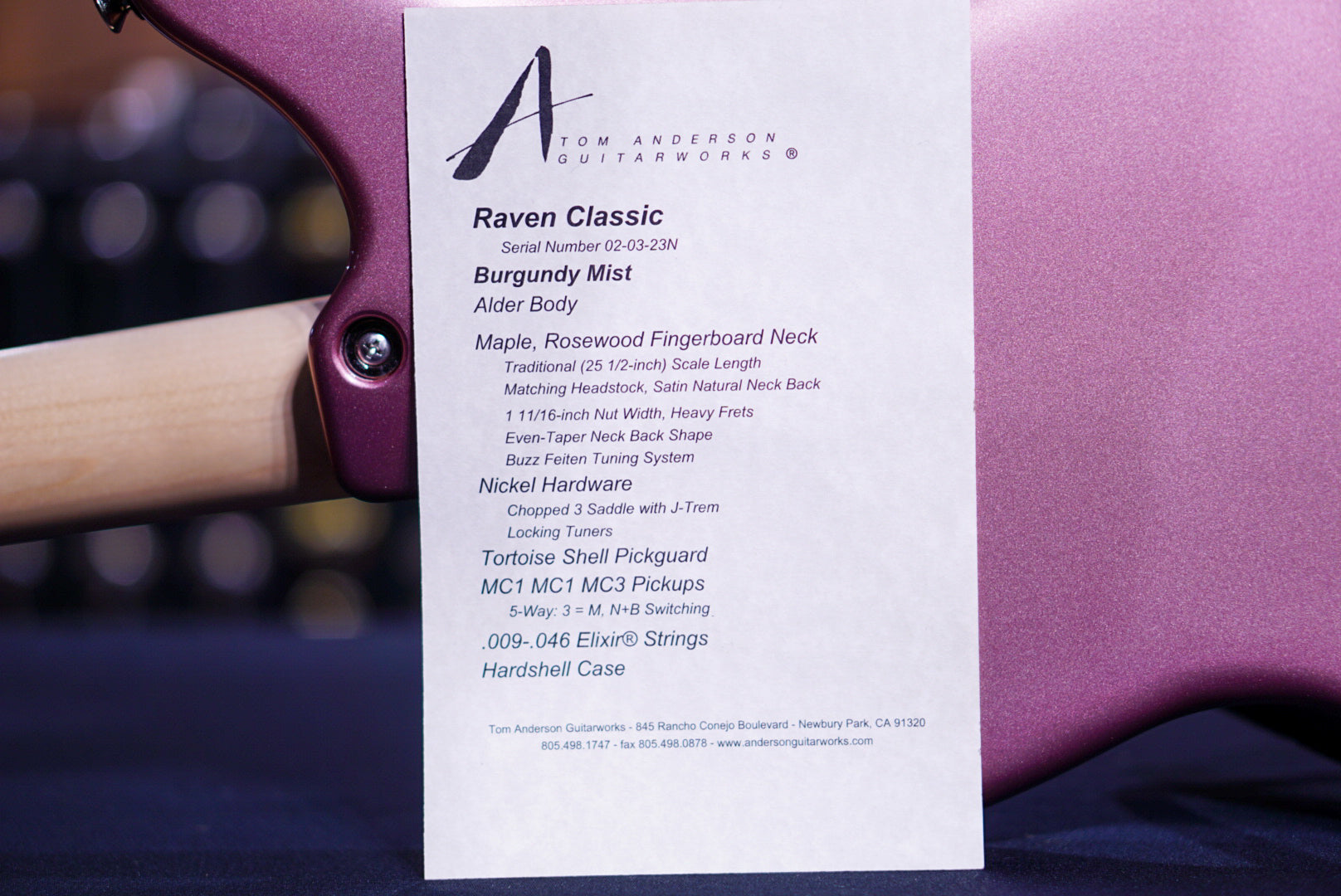Anderson Raven Classic Burgundy Mist * 02-03-23N *