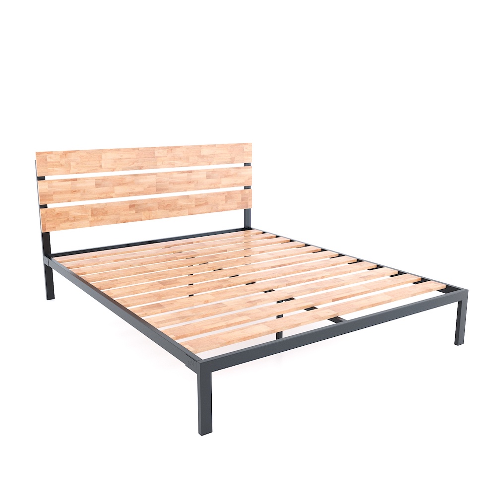 Giường ngủ đôi 160x200cm gỗ cao su khung sắt GN68032