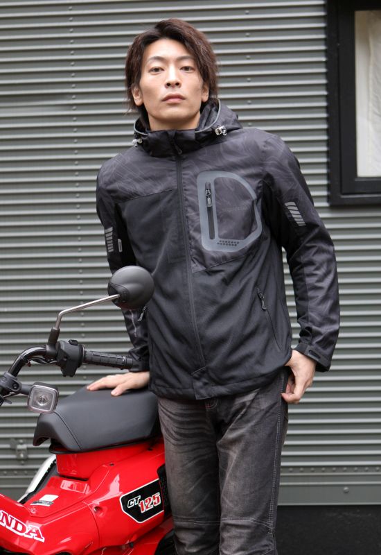 プロテクトライディングメッシュパーカー(S ブラックマーブル): ウェア