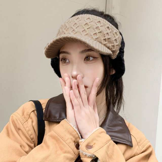 ゴルフウェア レディース サイクリング 帽子 耳当て付き ニット サン