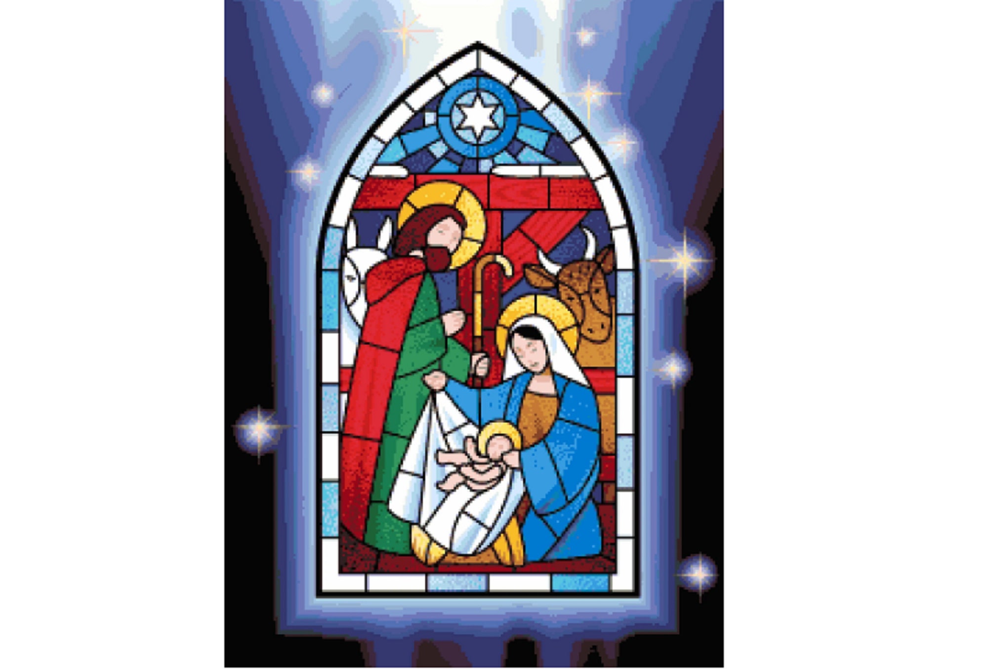 キリストの誕生クロスステッチパターン：キリスト教のステンドグラスの
