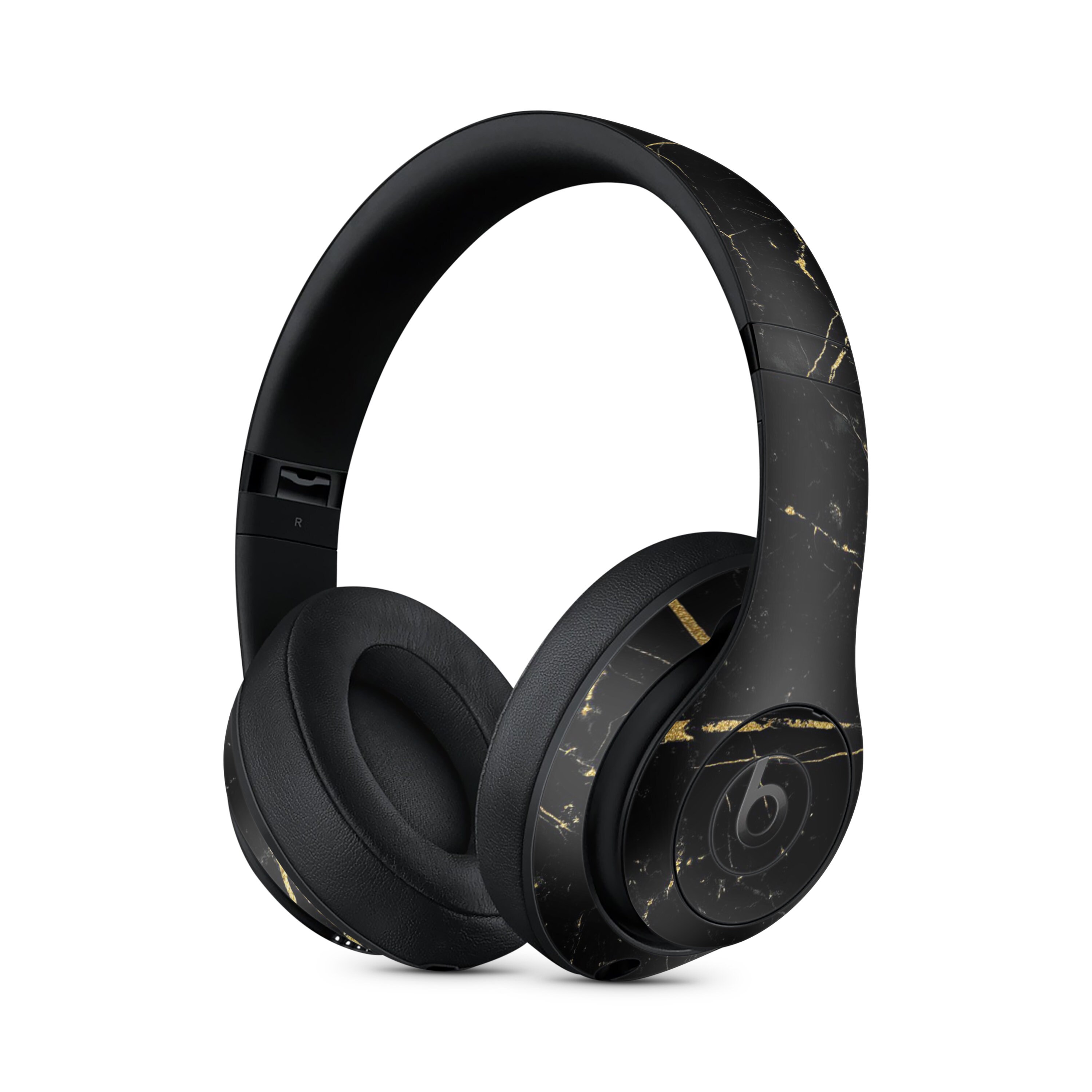Beats by Dre用ブラック＆ゴールドマーブルスキン、保護フルボディ