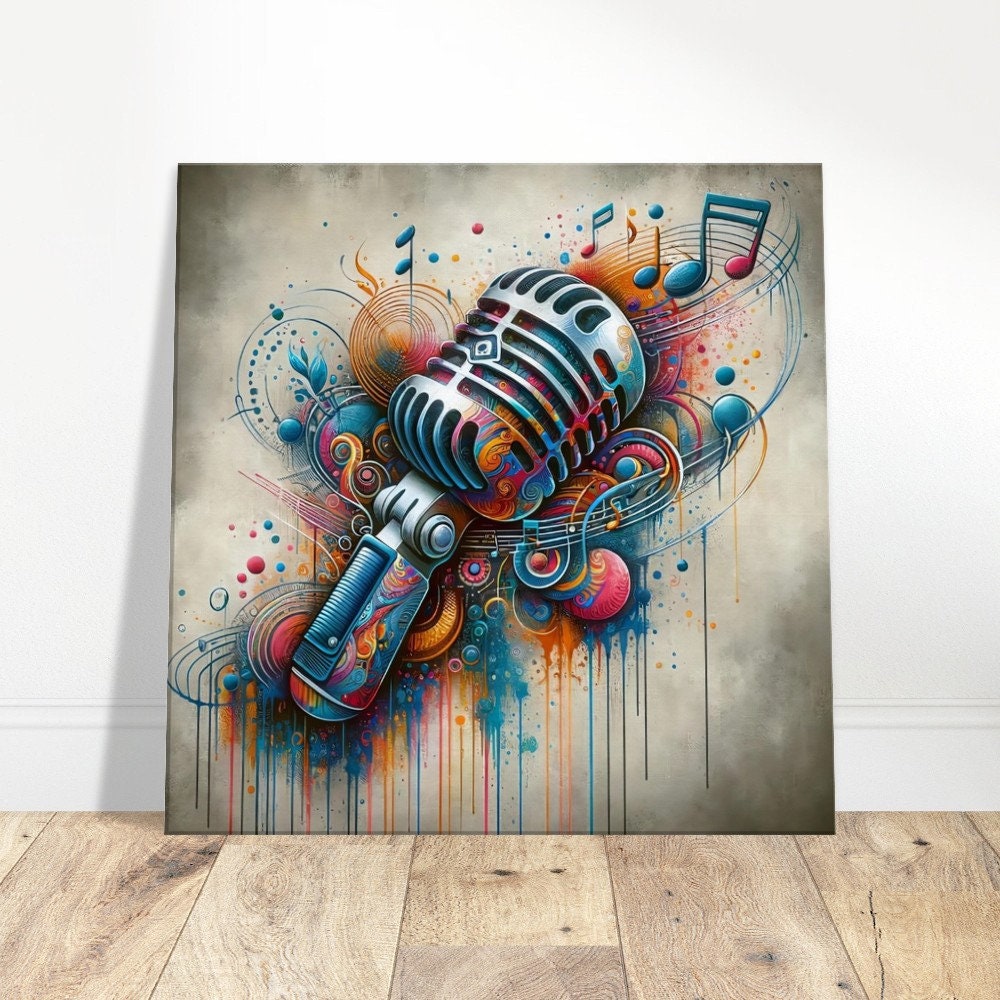 Graffiti Jazz Microphone: Urban Symphony Art Canvas Print - Etsy