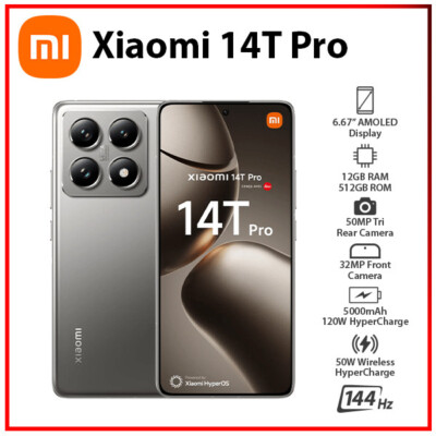New) Xiaomi 14T Pro 5G 12GB+512GB GREY Dual SIM Unlocked Android
