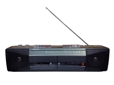 Sony CFS W301 Am FM Dual Cassette Portable Radio Boombox Recorder