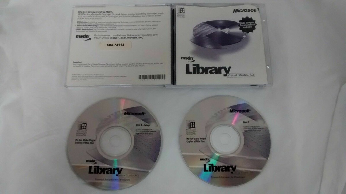 Microsoft MSDN Library Visual Studio 6 6.0 Two CD Set #34 | eBay