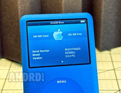 Custom 512GB Taptic Mod All Blue iPod Classic 7th Gen - 3000mah