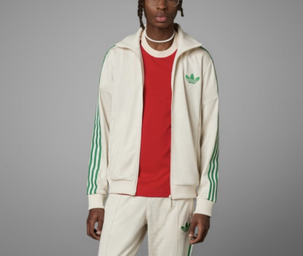 Adidas Adicolor 70s Monogram Track Jacket Wonder White Green Mens