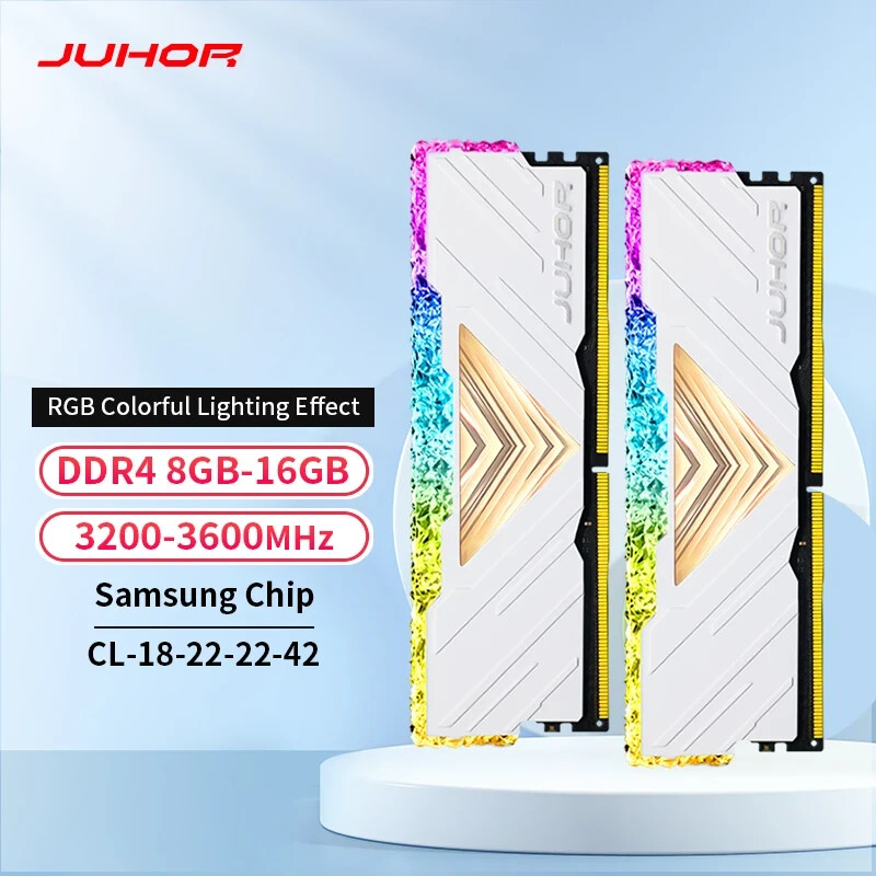 JUHOR Memoria Ram RGB DDR4 8GBX2 16GBX2 3200MHz 3600MHz Kit Dual
