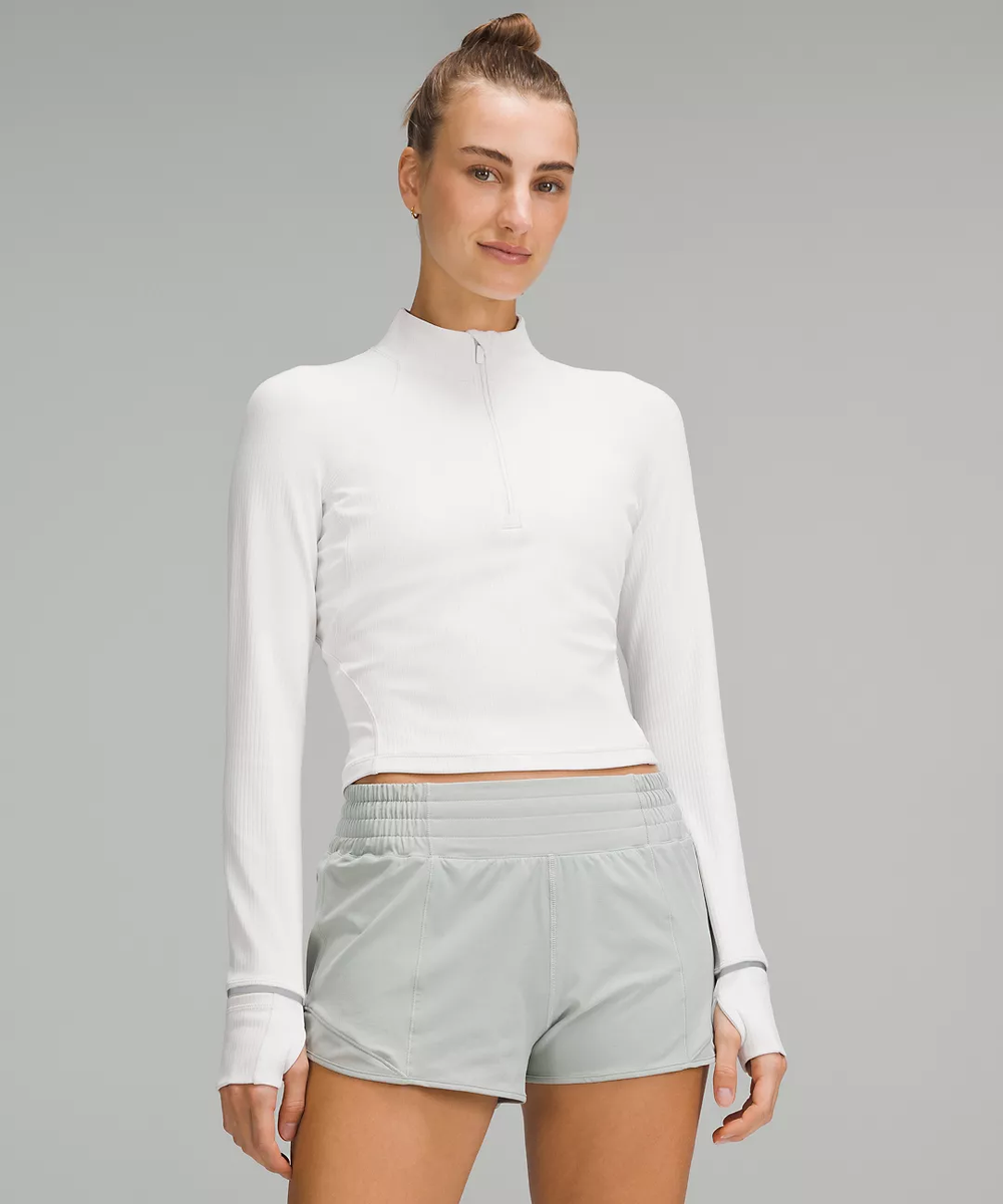 Lululemon It's Rulu Run Ribbed Cropped Half Zip, Choose Color
