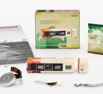 NEW ! Lomography Lomomatic 110 Film Camera & Flash - Golden Gate