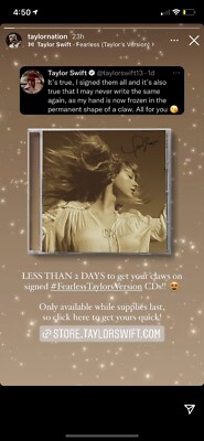 NEW Taylor Swift Signed Fearless (Taylor's Version) CD | eBay