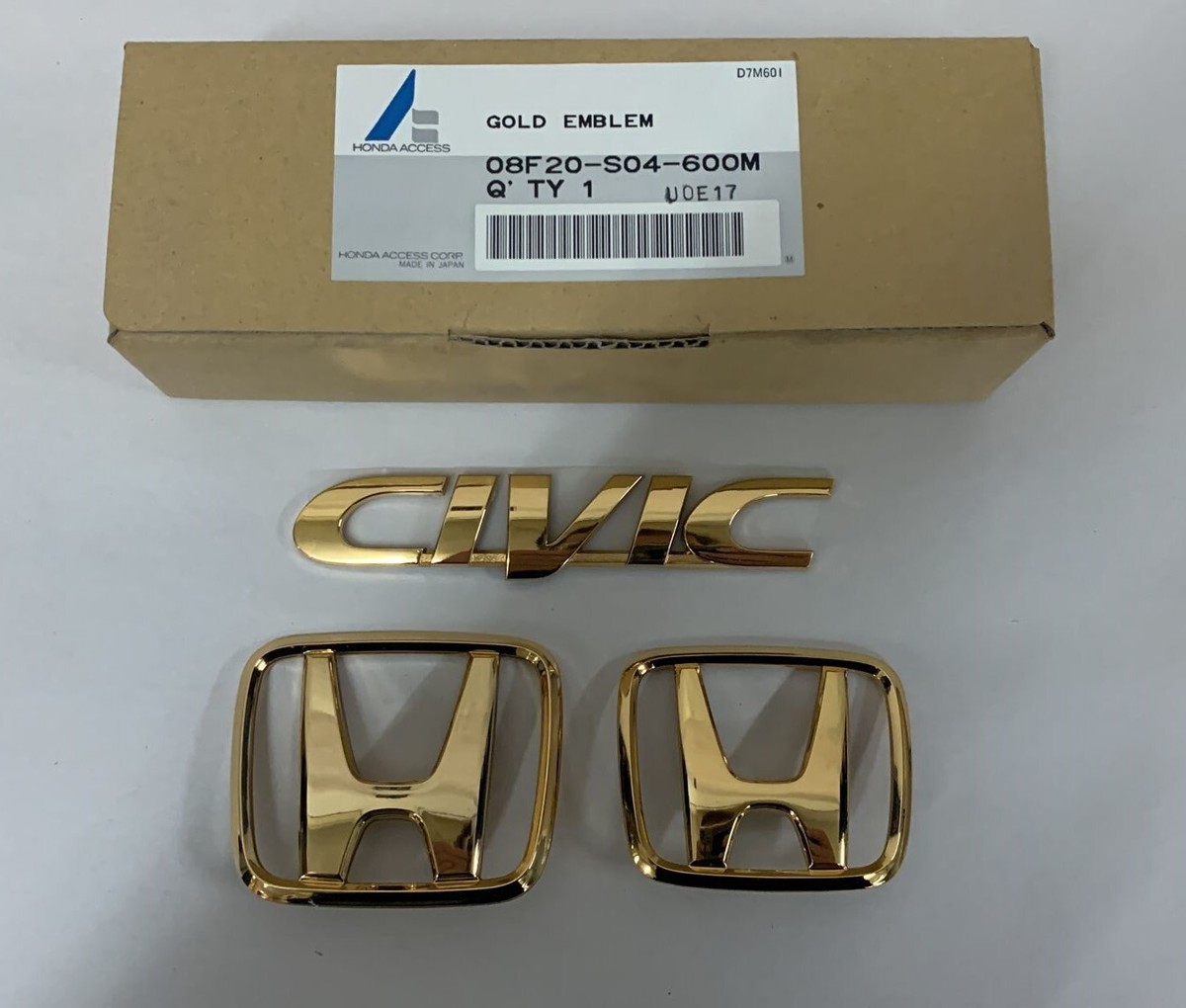 HONDA CIVIC 1998-1999 GOLD EMBLEM # 08F20-S04-600M NEW OEM (C10-2