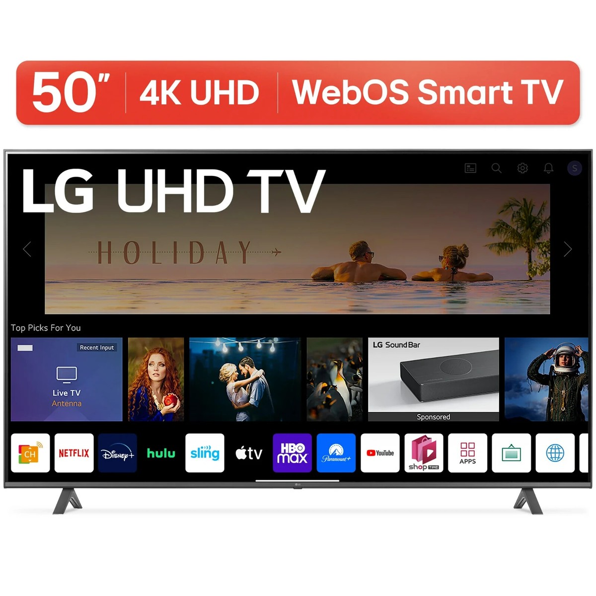 LG 50” Big Flat-Screen 4K UHD Resolution Smart TV, 2160p, webOS | eBay