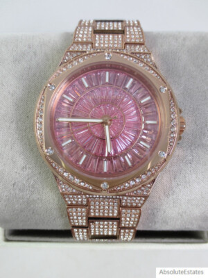 NEW Michael Kors Lennox Pave Glitz Pink Crystal Rose Gold Watch