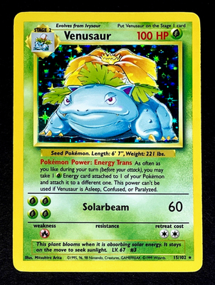 1999 Pokemon VENUSAUR Base Set ADDITIONAL INK ERROR Misprint HOLO