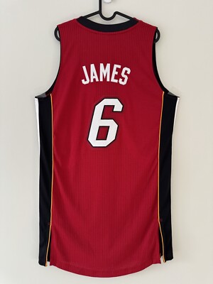 Authentic Rev 30 LeBron James Miami Heat Adidas Red Jersey Large