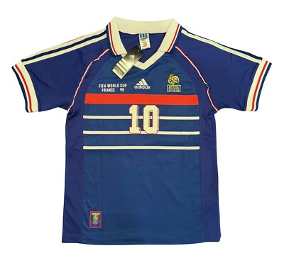 France 1998 World Cup Zidane #10 Blue Soccer Shirt Jersey Vintage