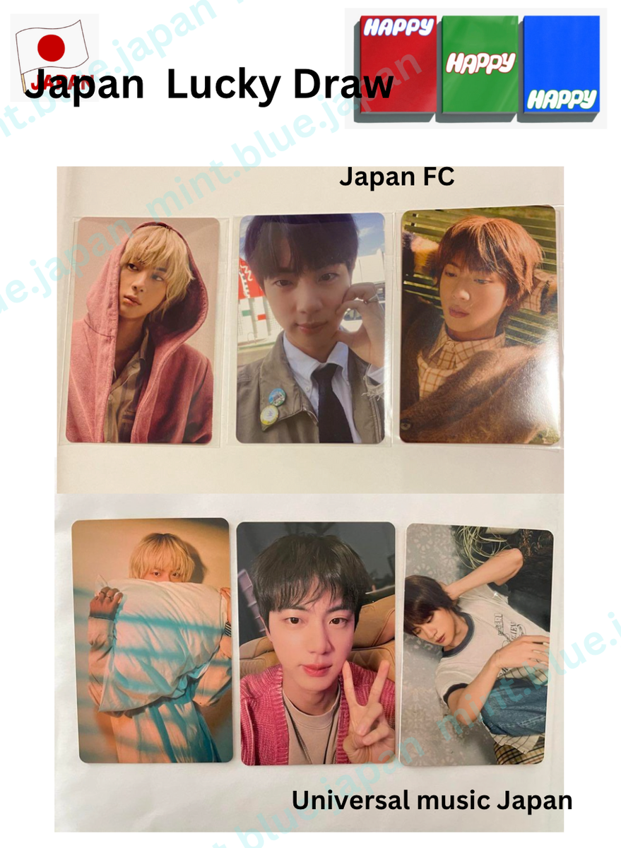 JIN HAPPY JAPAN FC . universal Japan Lucky Draw Photo card BTS