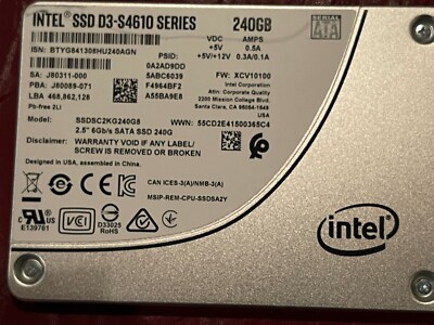 Intel SSD D3-S4610 Series 240GB SSDSC2KG240G8 2.5