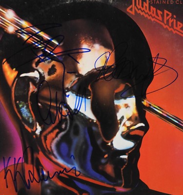 Judas Priest Stained Class Band Signed Autograph Record Album JSA