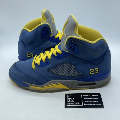 Size 10 - Air Jordan 5 Retro Laney Blue Grey Yellow Suede Leather