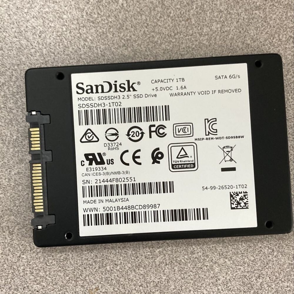 ②-WA396 SanDisk SATA 1TB SSD 2.5 1点 SanDisk Ultra 3D 2.5