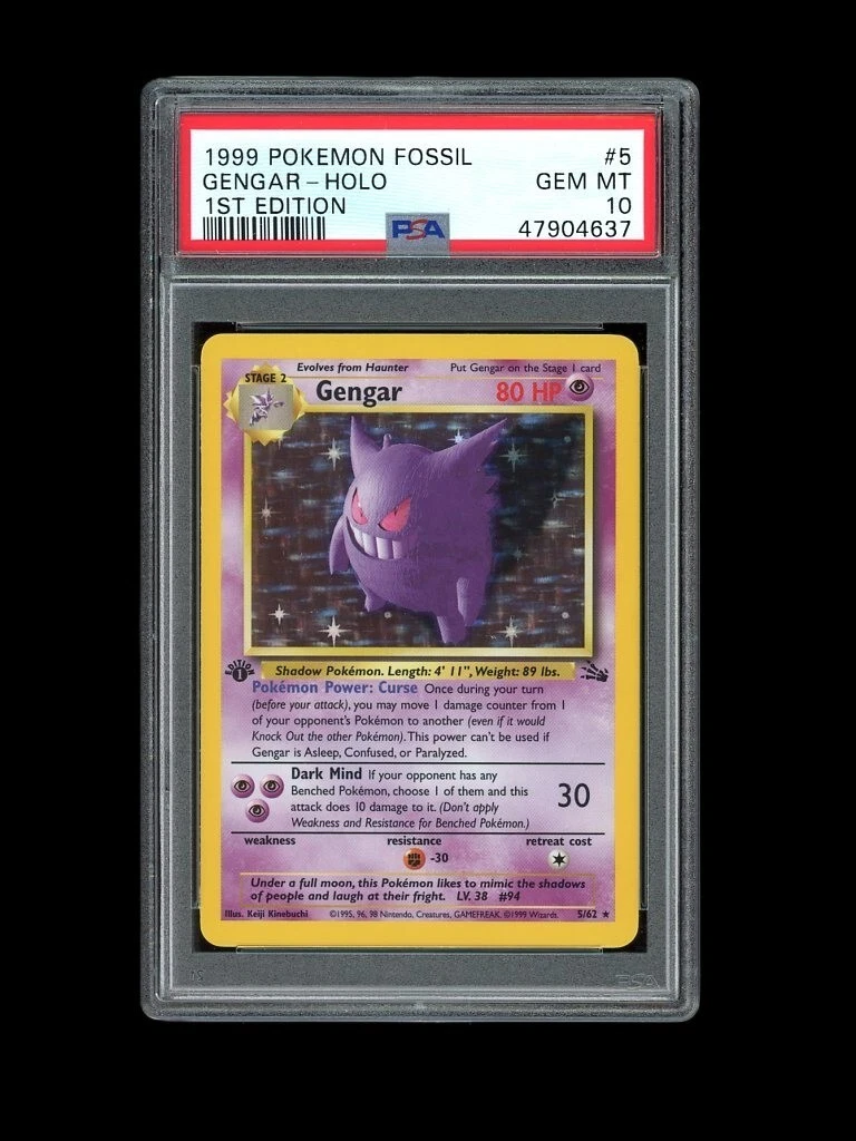 POKEMON PSA 10 GEM MINT 1999 GENGAR 1ST EDITION FOSSIL SET HOLO