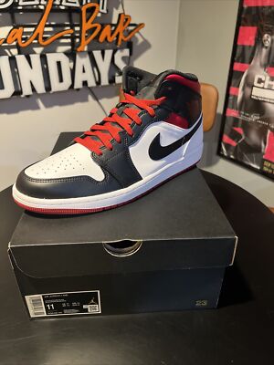 Nike Air Jordan 1 Mid Shoes Gym Red Black Toe White DQ8426-106