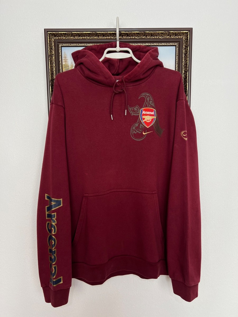 Vintage Nike Arsenal Highbury Football Hoodie Jacket Gunners Red