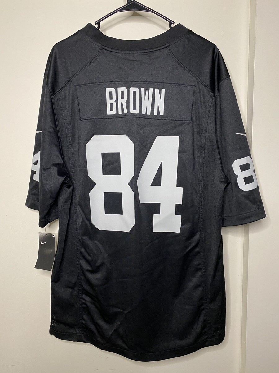 New NFL Nike Black Jersey On Field 84 Antonio Brown Raiders Men's