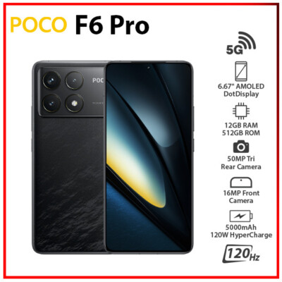 Unlocked) Xiaomi POCO F6 Pro 5G BLACK 12GB+512GB Dual SIM Android
