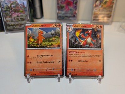 Charmander 007/091 + Charmeleon 008/091 Cosmos Holo Paldean Fates