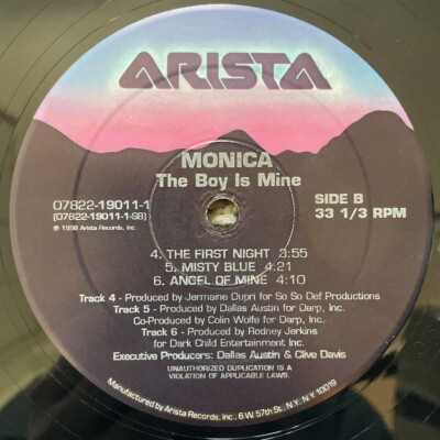 Monica / The Boy Is Mine 1998 US Original 2LP Vinyl Arista Records