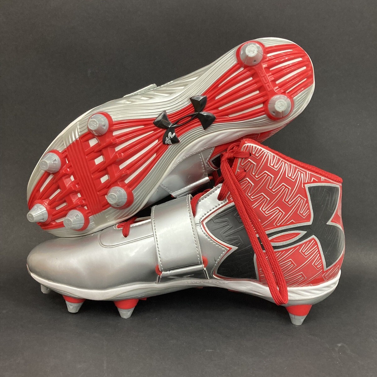 Under Armour-Men's Sz 11.5-C1N Cam Newton-Silver/Crimson Red