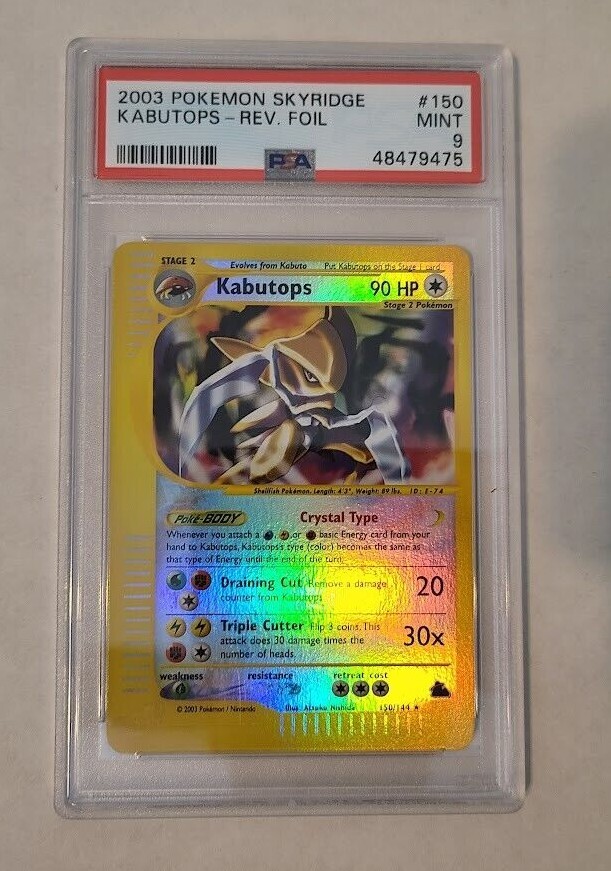 PSA 9 MINT Crystal Kabutops REVERSE HOLO RARE 2003 Pokemon