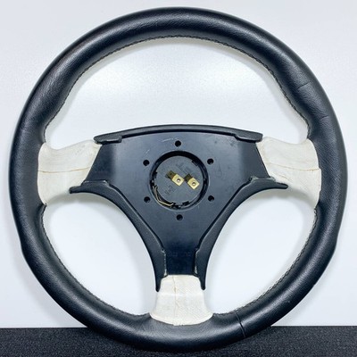 Italvolanti White Black Leather Steering Wheel 330mm Vintage JDM