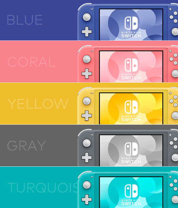 Nintendo Switch Lite Console & Cords Colors Various Total 5 Types