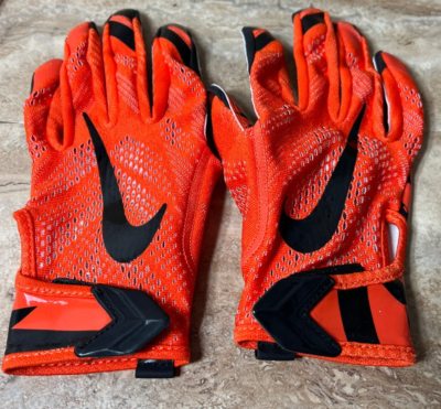 Size Medium Nike Orange Black Vapor Knit Football Gloves NCAA